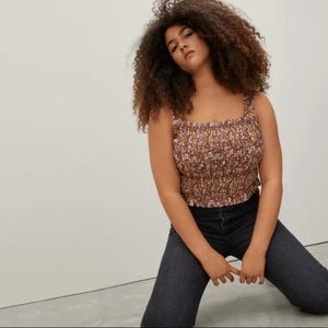 Everlane The Smock Cami in brown floral print